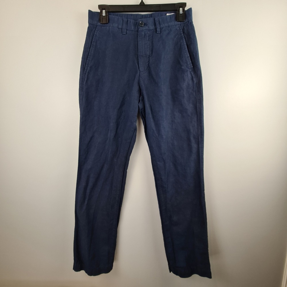 Gap Navy Blue Linen Cotton Blend Straight Leg Pants 28x30 Womens Navy Blue